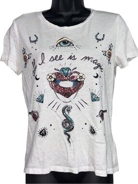 ONLY Sequinned Flash Tattoo Style Tee